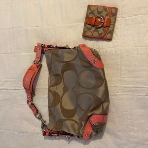 Brown and Orange Coach Shoulder Bag